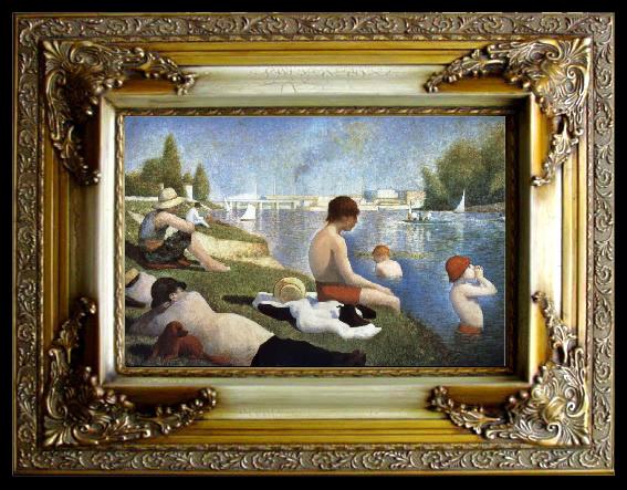 framed  Georges Seurat Bathers of Asnieres, Ta051